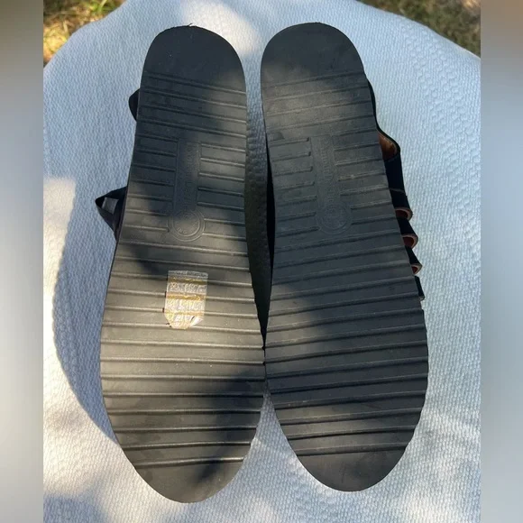 L’Amour Des Pieds Amarli Black Nubuck Leather Ribbon Platform Sandals 8 - Picture 7 of 8